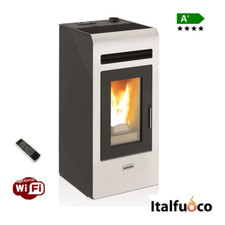 3S Poêle à pellets blanc ITALFUOCO CAYENNE 12KW 300M³ avec télécommande 