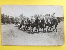 Carte Photo Service MILITAIRES SOLDATS Uniforme Casque ATTELAGE de 6 Chevaux