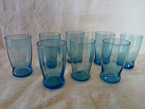 Gobelets verre bleu - (8),