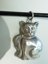 PENDENTIF ANCIEN ARGENT MASSIF CHAT SILVER CAT CHARM PENDANT