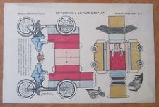 ANCIEN DECOUPAGE IMAGERIE EPINAL PELLERIN TRIPORTEUR MONNIER VOITURE ENFANT