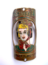 Plaque de Velo Cycles Motos  HELYETT - Old Bike Head Badge Vintage - Emaillee