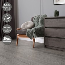 Revêtement de sol PVC lame vinyle adhésif gris aspect chêne 8,92 m² 64 planches