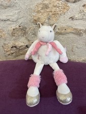 DOUDOU ET COMPAGNIE peluche licorne blanc rose happy arc en ciel 30cm DC3314