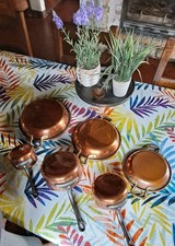 Ensemble 6 Poêles En Cuivre Étamé