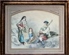 ecole romantique ecossaise joueur de cornemuse cadre d’origine (30x35cm)