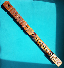 Magnifique Tarka grande flûte à bec 63 cm en acajou massif sculptée main Bolivie