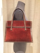 Superbe et authentique sac daim crocodile Just Campagne modèle Merveilleux 