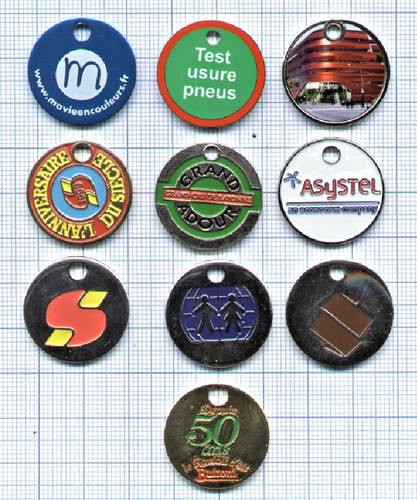 Lot jetons caddies - de, 10