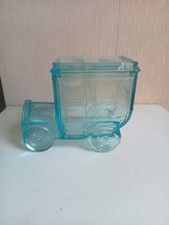 tacot bleu turquoise avec couvercle signé portieux hauteur 12 cm x 14 cm