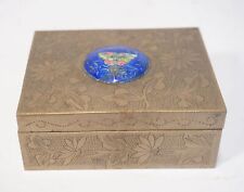 Boîte À Couvercle En Bois Métal Papillon Chine Frankfurt Art Ancien Conducteur