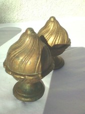 Ancienne Paire d'Embout Barre De Rideau Bronze ou Laiton,Boule,Tringle,Embrasse