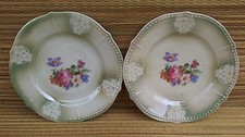  Lot de11 petites assiettes en faïence, déco florale, vintage, old french plates