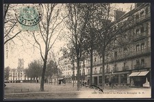 CPA Rennes, La Place de Bretagne avec immeubles et arbres 1905 