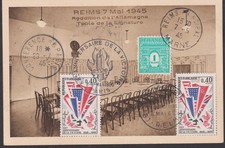 ?? 1965 REIMS XXe ANNIVERSAIRE VICTOIRE 1945 TABLE SIGNATURE + CACHET SPÉCIAUX
