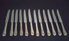 LCF 12 COUTEAUX DE TABLE ARGENT PLAQUE POINCON 18 gr STYLE LOUIS XV