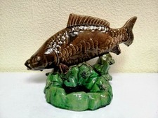 Ancienne grande figurine en céramique carpe koï poisson URSS art statue...