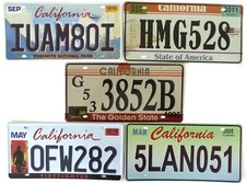 Lot de 5 plaques d'immatriculation américaines Californie USA License Plates