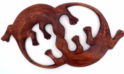 Sculpture double gecko lézard