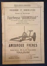 CATALOGUE AMOUROUX FRERES POUR FAUCHEUSE HIRONDELLE ET PIECES 31 TOULOUSE