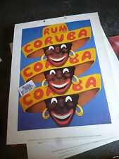 Reedition : Grande Plaque Publicité Carton RHUM CORUBA sur carton 