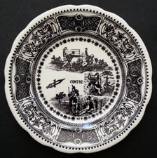 SUPERBE ASSIETTE PARLANTE en FAIENCE DE GIEN "Rebus" N°4