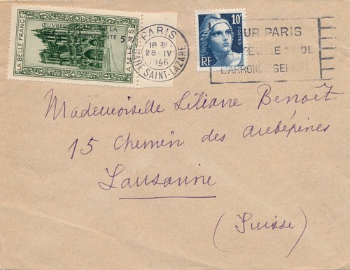 Lettre gandon 10f paris - gandon, +