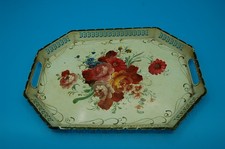 Ancien plateau de service peint à la main , composition floral 43.4 cm / 32 cm