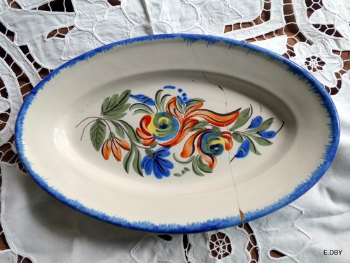 Plat long faience xix au - faience,