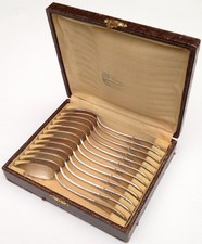 cv002 COFFRET 12 CUILLERES CH COURTY métal argenté alliage métal blanc 18g