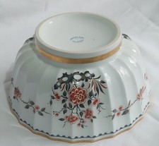 COUPE SALADIER PORCELAINE DE PARIS  D 22 cm DECOR CHINOIS GRIS ROUGE BISTRE & OR