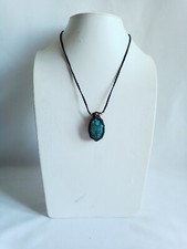 Collier Pierre Turquoise Bleu Et Vert Pierre Semi-précieuse Tressée À La Main