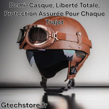 Casque Moto Rétro Unisexe, Demi-Casque Vintage Pour Scooter, Confortable