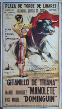 Repro (1959) de GRANDE AFFICHE CORRIDA 1947 LINARES ESPAGNE DOMINGUIN MANOLETE