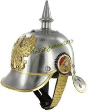 Armure allemande à pointes officier prussien argent et laiton casque cuir imp...