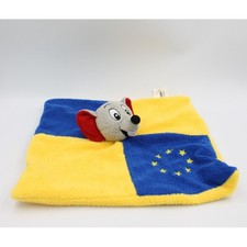 Doudou plat souris jaune bleu