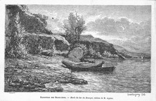 " BORDS DU LAC DU BOURGET " TABLEAU D' ADOLPHE APPIAN / GRAVURE ENGRAVING 1866