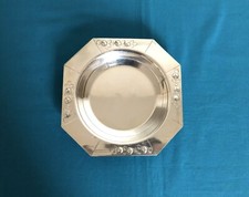 Dessous de carafe / bouteille ART DECO métal argenté Coupelle Plateau Table 15cm