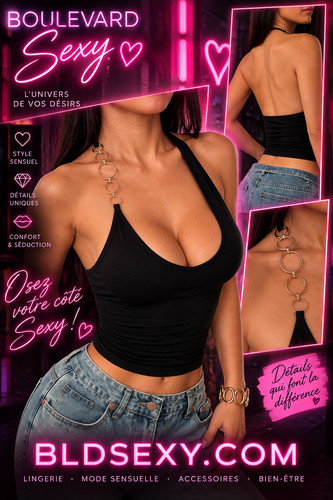 Top sexy noir anneaux - top,