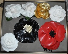 Lot de 3 broches fleurs et 4