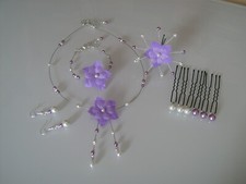 Parure Bijoux Blanc/Mauve