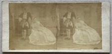 Couple Costume Robe Mode Second Empire Photo c1860 Stereo Vintage Albumine