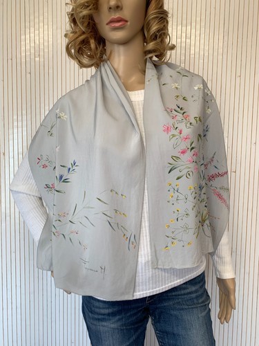 Foulard écharpe soie gris - foulard,