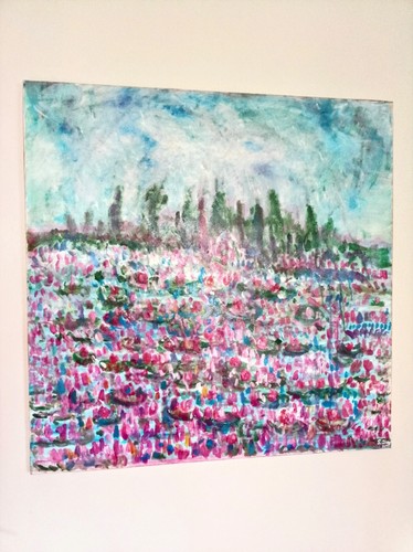 Grand tableau champ fleurs - grand,
