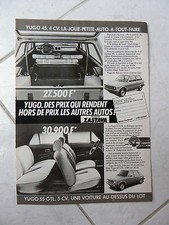 Zastava Yugo 45 55 GTL 1983 advert presse coupure publicitaire publicité pub