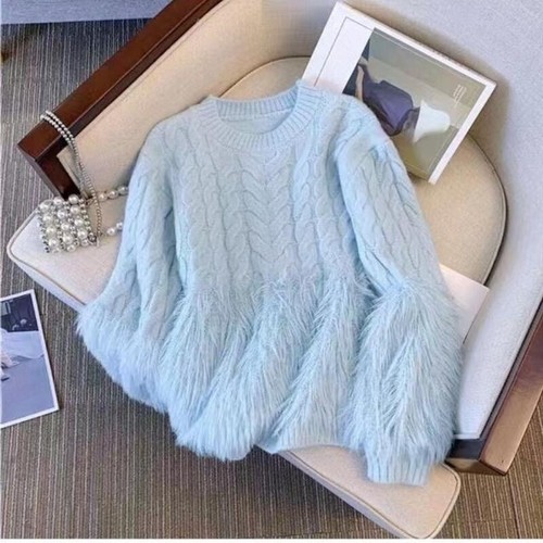 Femme épais pull fourrure - pull,