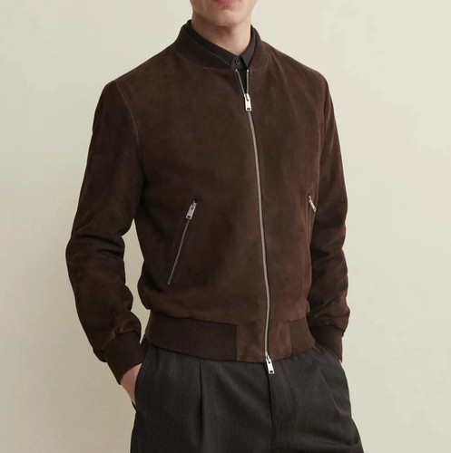 Veste cuir daim marron - veste, en