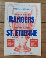 PROGRAMME GLASGOW RANGERS ASSE SAINT-ETIENNE 05/11/1975