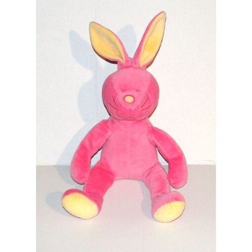 Doudou lapin rose jaune - lapin,
