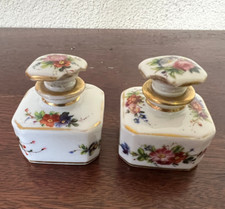 2 encriers porcelaine, décor fleurs Vieux paris? limoges?